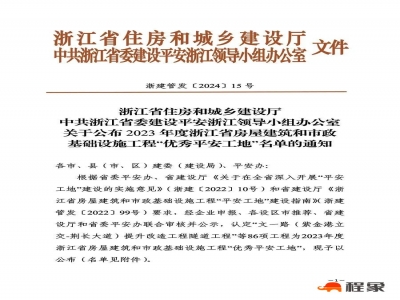 【荣誉】舜德大厦工程荣获浙江省“优秀平安工地”